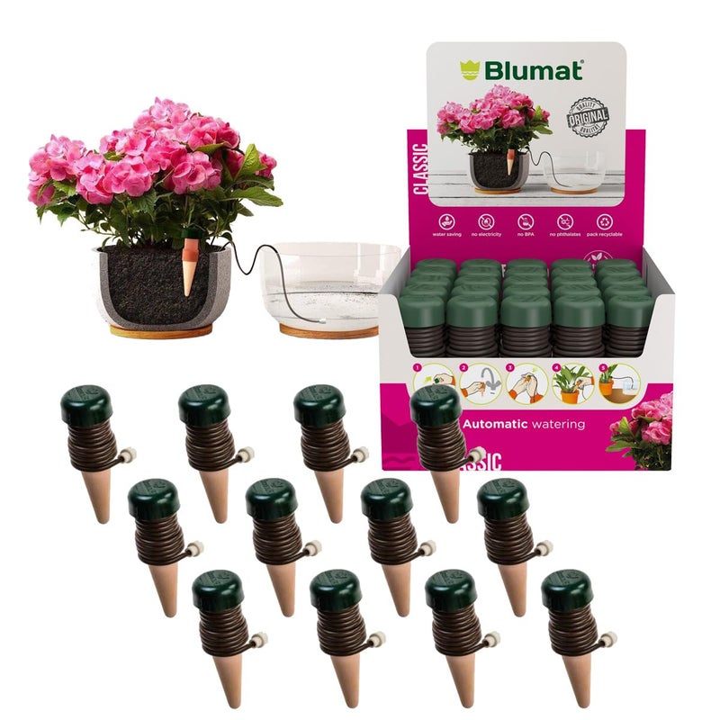 Blumat Classic Self-Watering Stakes - Automatic Drip Irrigation System for Indoor Plant Watering & Outdoor - Water Drip Solution for Potted Plants - Slow Release Stakes, 12 Pack, wo Adapter - Image 1